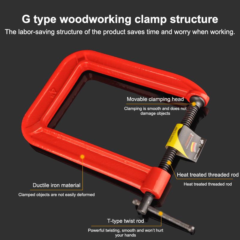 Woodworking Industries - Gクランプ ディープリーチCクランプ 1/1.5/2インチ C型クランプ ヘビーデューティースチールCクランプ 工業用強度Cクランプ