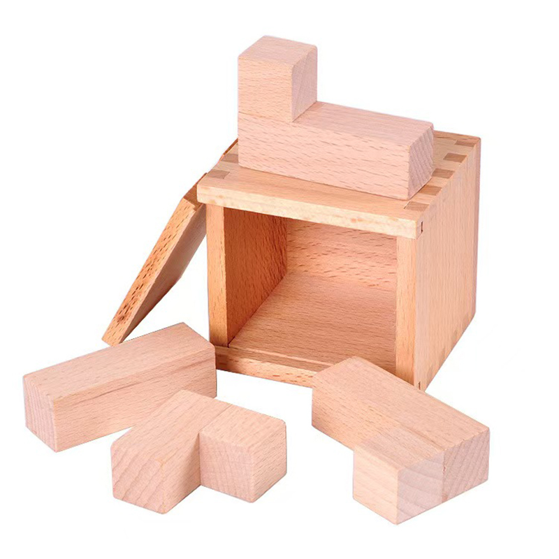Woodworking Game - マジック IQ 斜め配置ブロック木製パズルボックス大人子供向け頭の体操スマートロジックテスト教育玩具