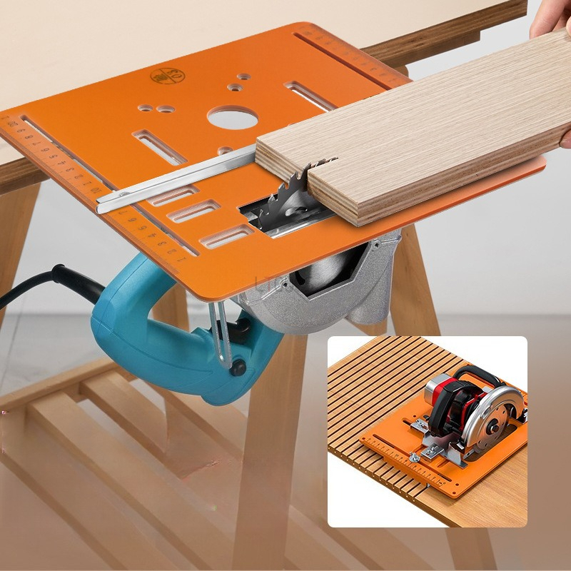 Woodworking Hacks - 丸鋸ベースプレート90 ° フラット45 ° 斜め切断トリミングマシンベースプレート木工ベンチルーターフリッププレートトリミング