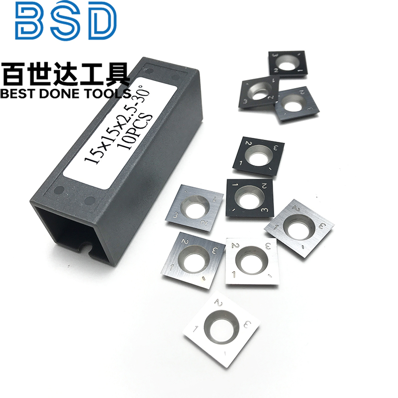 Woodworking Lathe - 10個 15x15x2.5mm 30度超硬カッター - 旋盤工具用角型木工インサート
