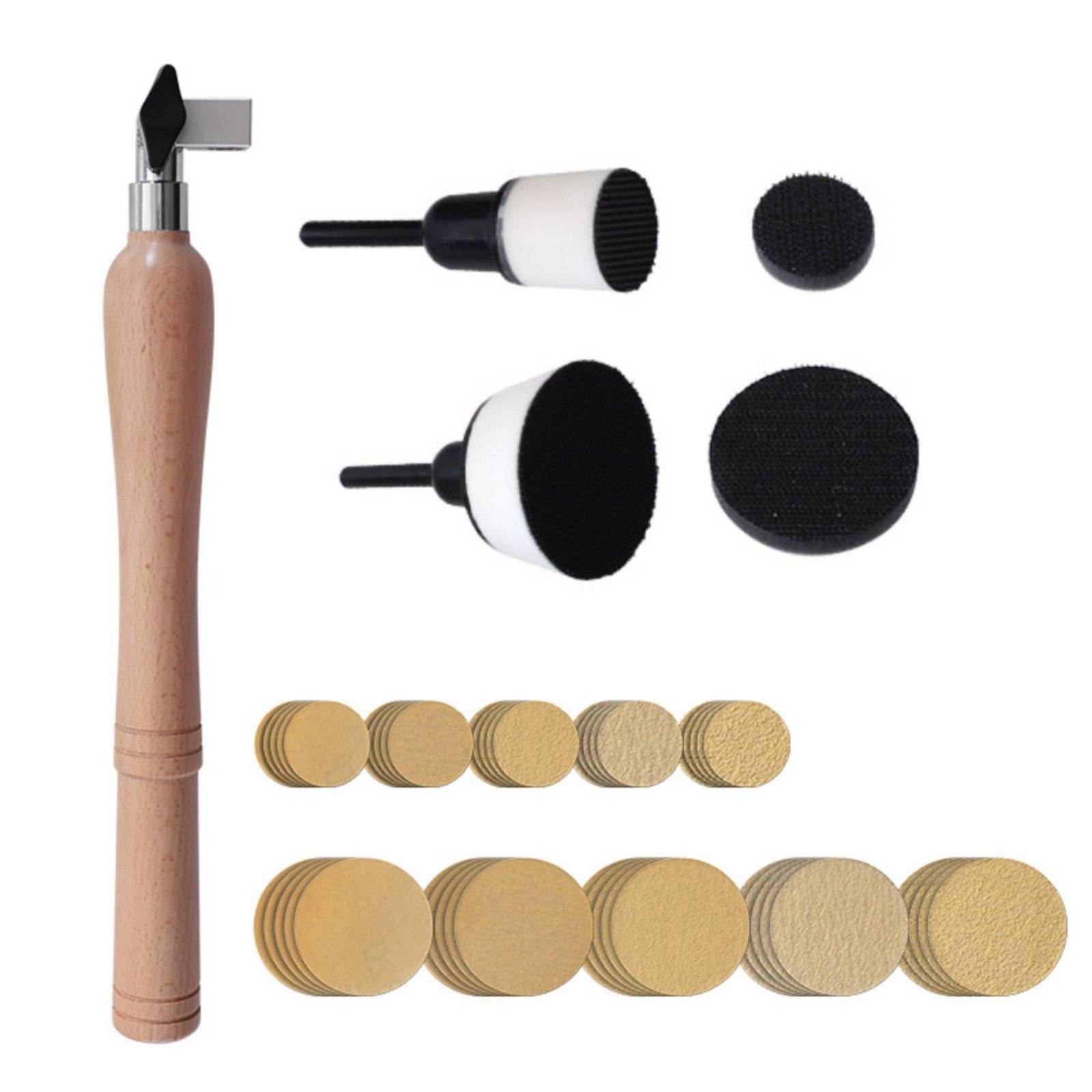 Woodworking Lathe - 手持ち式サンディングディスク 木製ボウルサンダーキット 旋盤研磨ツールセット 木工細部作業用