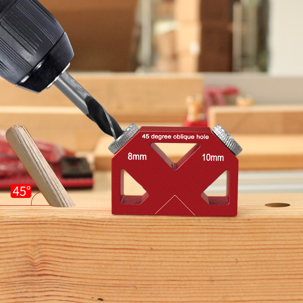 Woodworking Hacks - 45 ° 角度付き斜め穴あけポジショナー、アルミ製ドリルガイドダボ治具、多機能木工穴ネジ治具