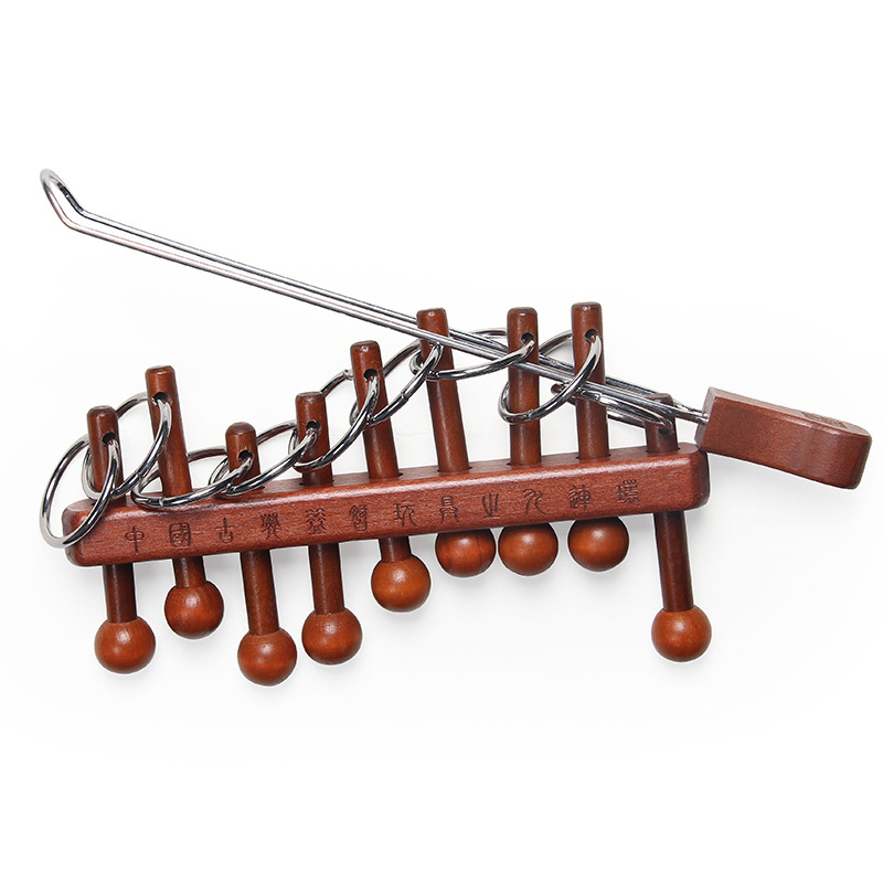 Woodworking Game - 古典的な中国の九連リングパズル 大人向け子供向けの頭脳ゲーム 高難易度の頭の体操 IQテスト 解錠おもちゃ