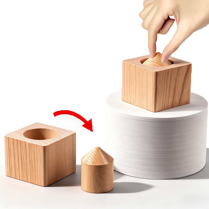 Woodworking Game - 不可能な木製ブロックは、シリンダーのクローズアップを表現します。子供、大人、ティーンエイジャー向けのマジックトリック、頭の体操、解きほぐしゲームです。