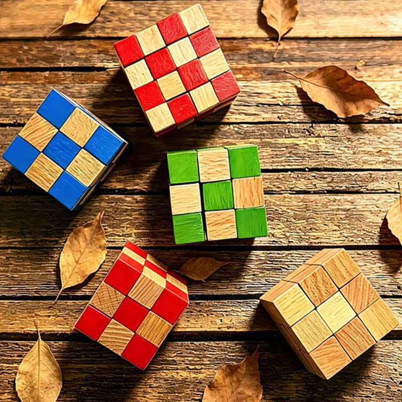 Woodworking Game - スクエアスネークキューブ木製脳トレパズル 大人と子供向け IQロジックトレーニング 問題解決おもちゃ 教育的で楽しい挑戦