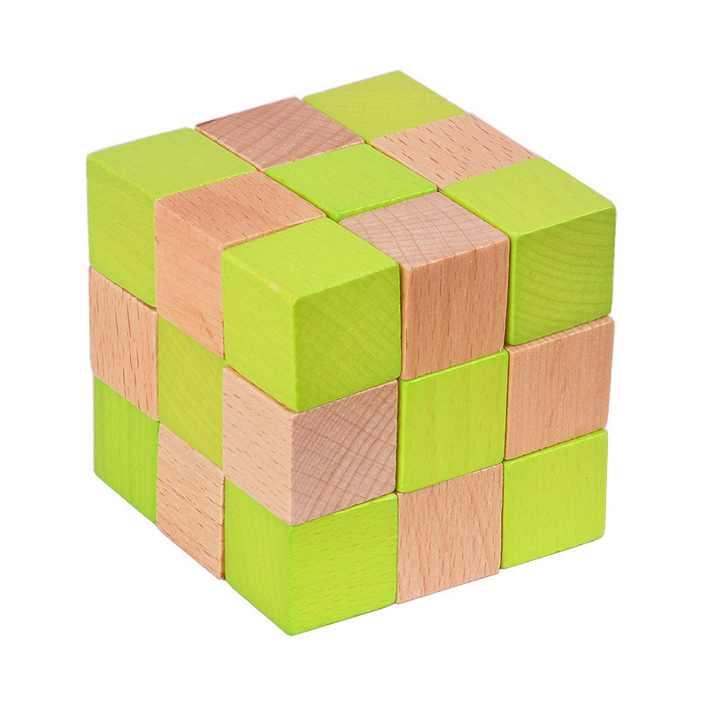 Woodworking Game - 木製スネークキューブパズル IQ ロジックトレーニング頭の体操問題解決教育玩具子供男の子女の子のためのマインドチャレンジ