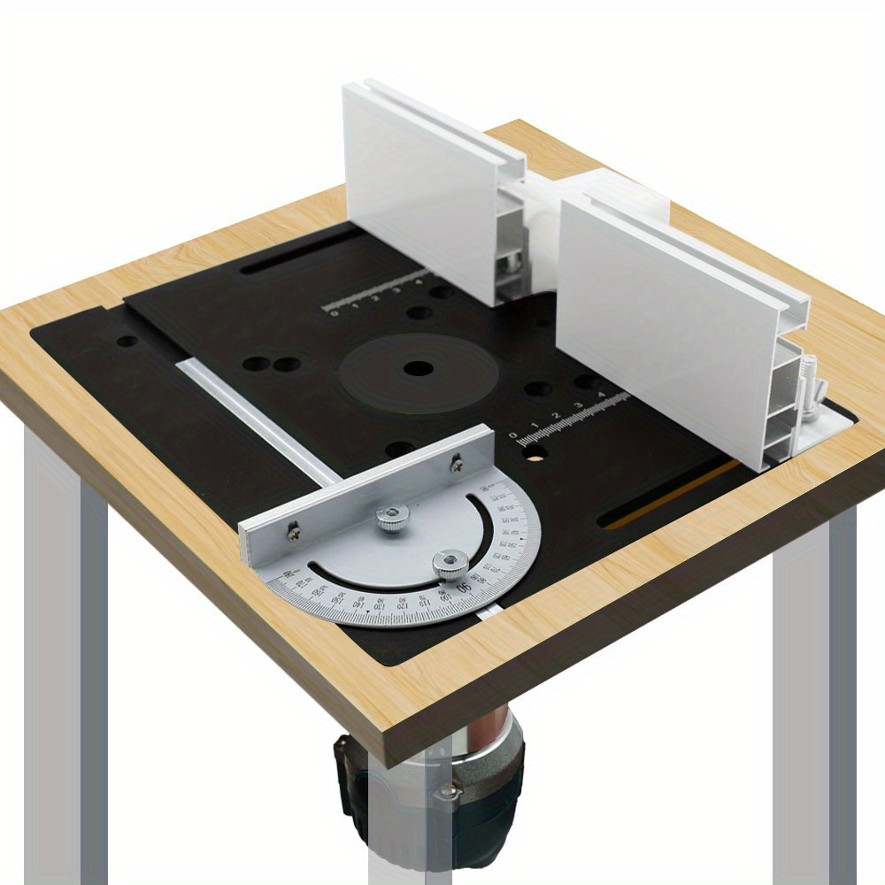 Woodworking Routers - アルミルーターデスクトップインサートボード、角度付きガイドレール付き木工ベンチルーターフリップボード、アルミフェンススライドブラケット