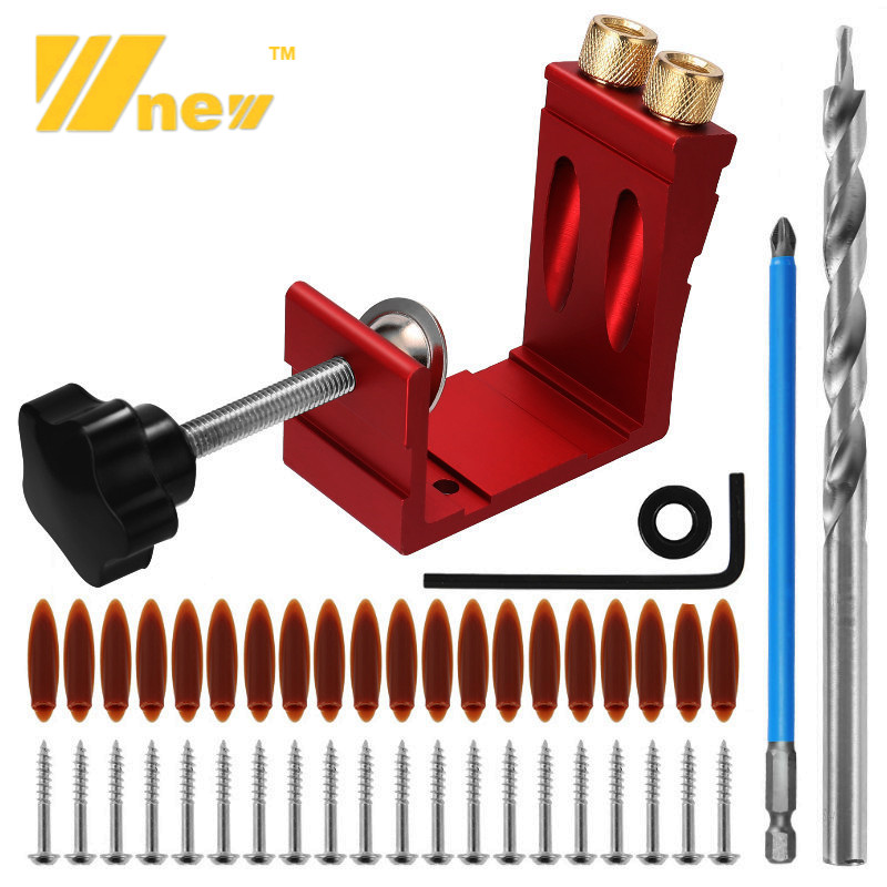 47個入りポケットホールジグキット 15度角度付きドリルガイ - Woodworking Hacks のレビューと価格