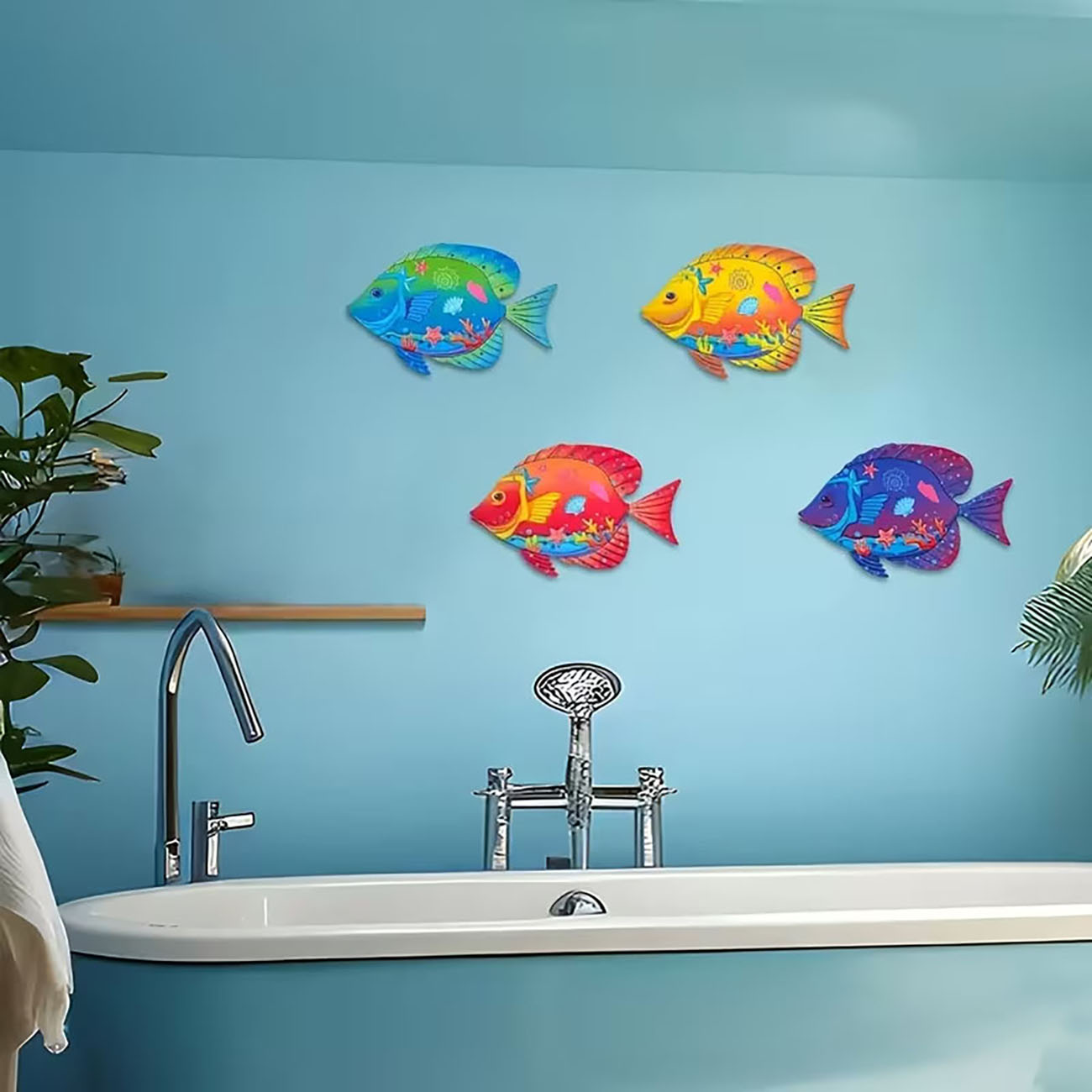 4 個のカラフルな熱帯魚木製ウォールステッカー、両面ナノテー - Xfasten Woodworking Double Sided Tape のレビューと価格