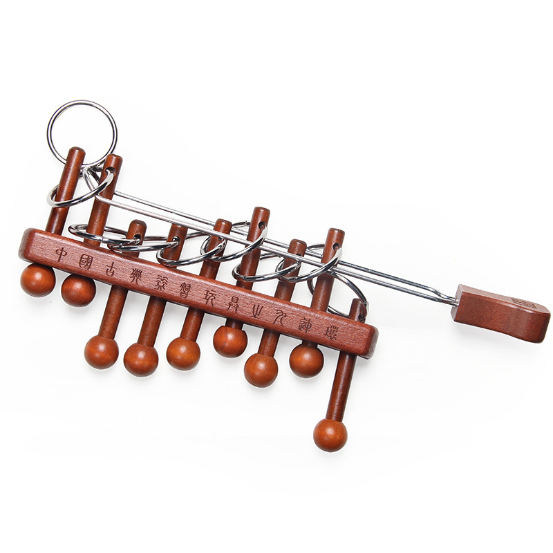 古典的な中国の九連リングパズル 大人向け子供向けの頭脳ゲーム - Woodworking Game のレビューと価格
