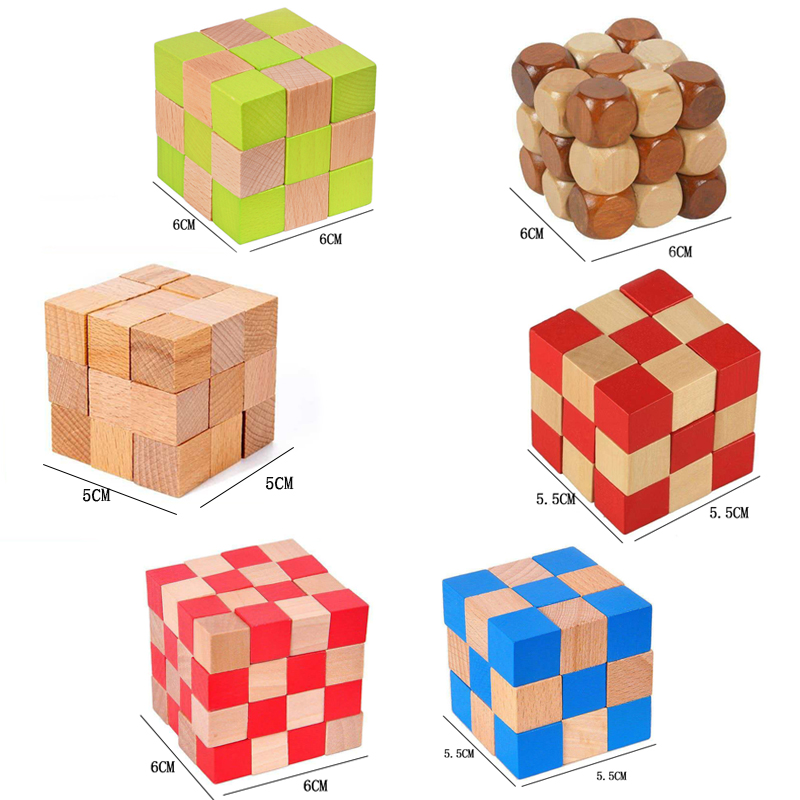 スクエアスネークキューブ木製脳トレパズル 大人と子供向け I - Woodworking Game のレビューと価格