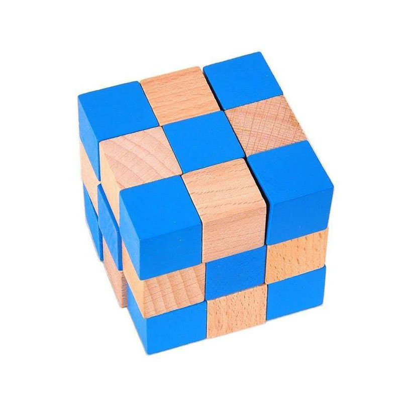 スクエアスネークキューブ木製脳トレパズル 大人と子供向け I - Woodworking Game のレビューと価格