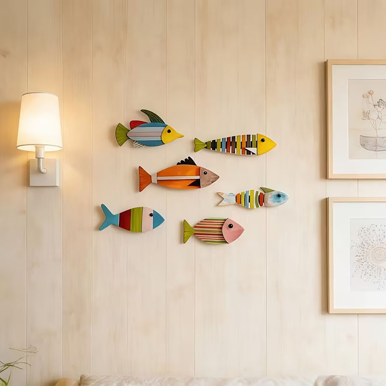 6個のカラフルな木製魚の壁飾り、両面ナノテープ付きの海岸風の - Xfasten Woodworking Double Sided Tape のレビューと価格