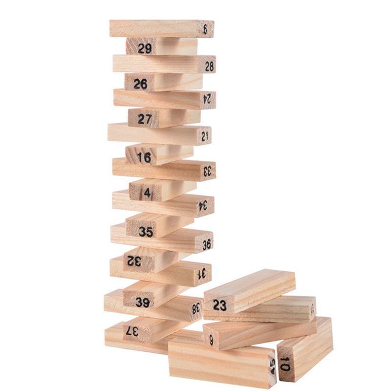 54 個ビルディングブロックおもちゃ面白いミニ木製タワー広葉 - Woodworking Domino のレビューと価格