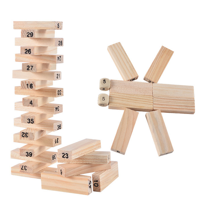 54 個ビルディングブロックおもちゃ面白いミニ木製タワー広葉 - Woodworking Domino のレビューと価格