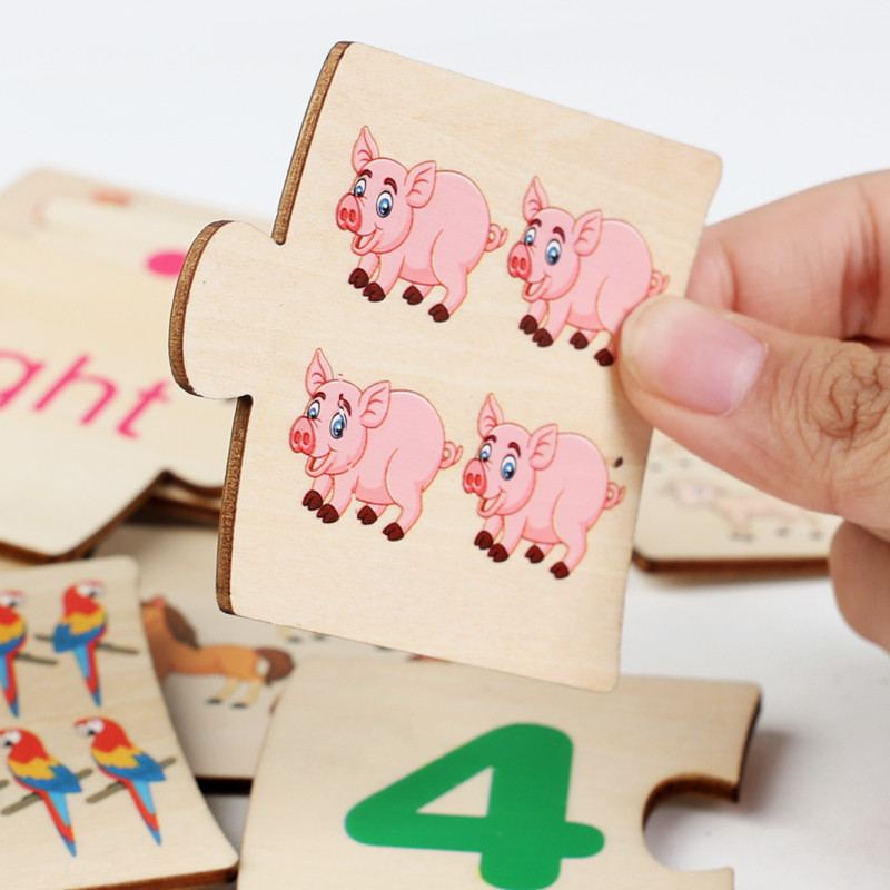 子供向け鉄箱ナンバー啓発ペアリング木製動物フードパズルボード - Woodworking Game のレビューと価格