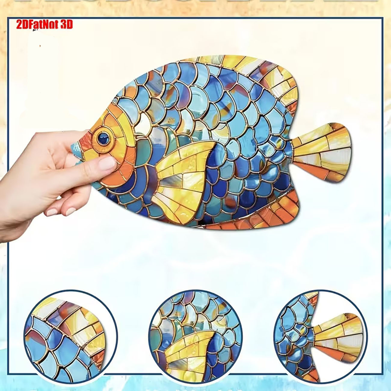 5個セット ステンドグラス風 木製魚の壁飾り 2Dフラットウ - Xfasten Woodworking Double Sided Tape のレビューと価格