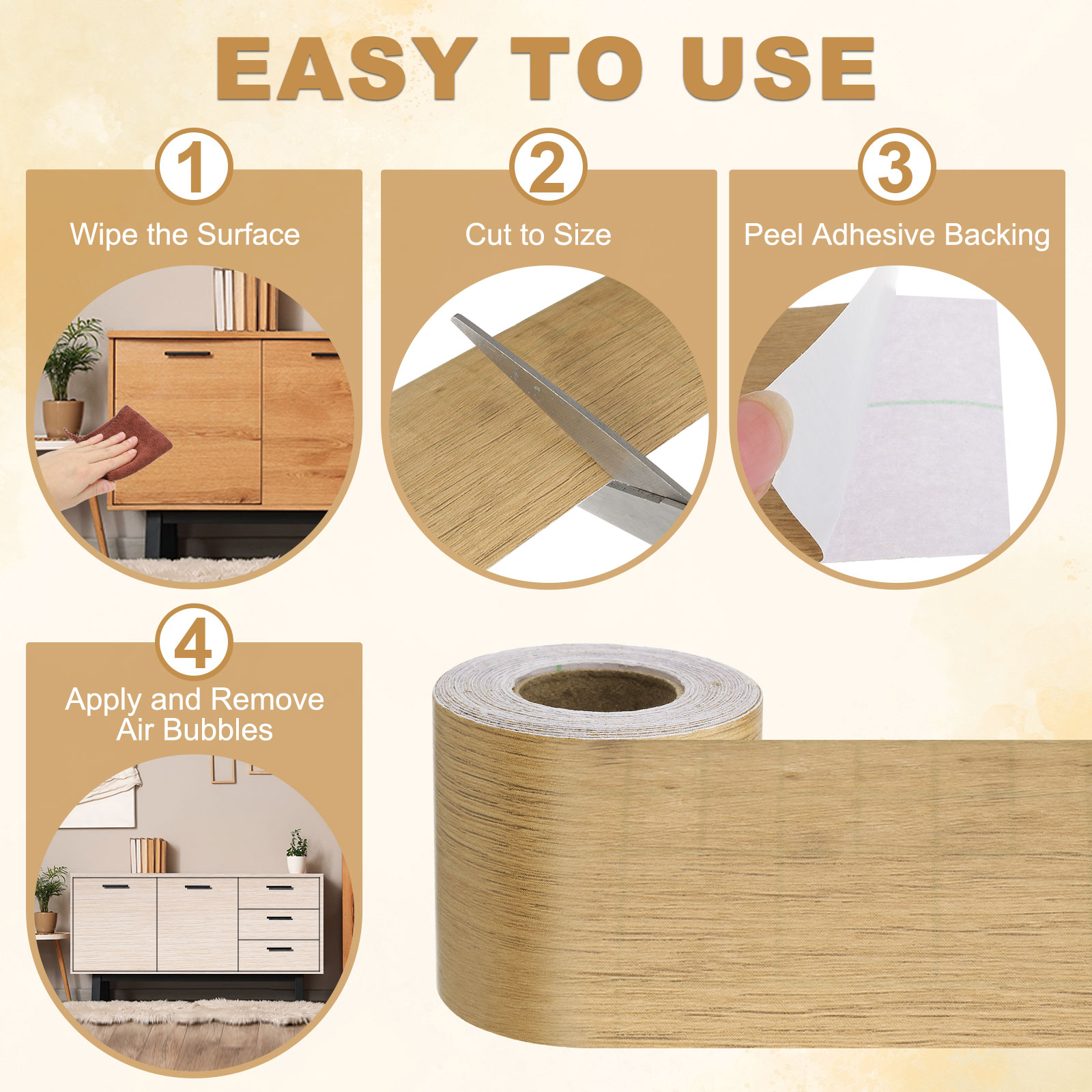 10メートル木目調補修テープ 自己粘着リアルな質感の補修パッ - Xfasten Woodworking Tape のレビューと価格
